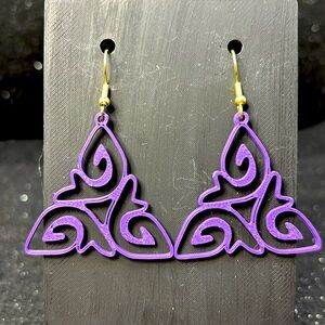 Purple and Gold Dangle Earrings